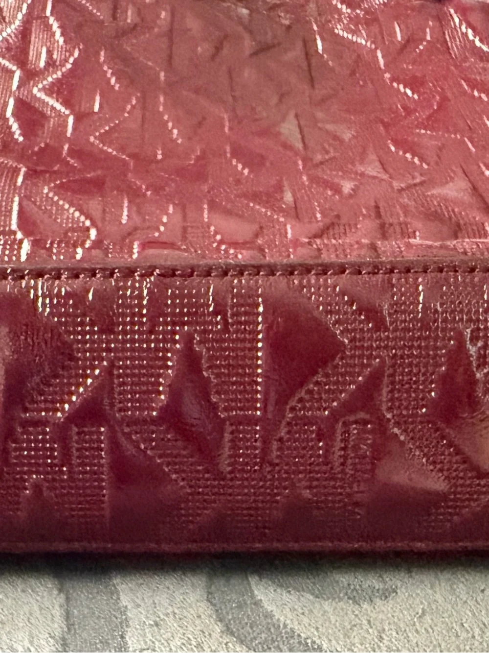 Michael Kors Wine Logo-Embossed Tote with Gold Chain Straps